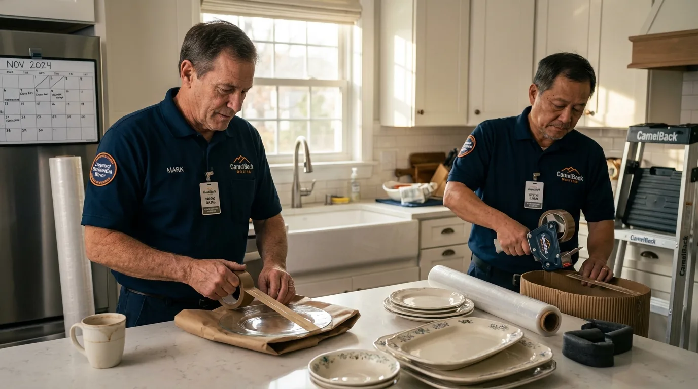 Professional crew packing kitchen dishware in Springfield, KY